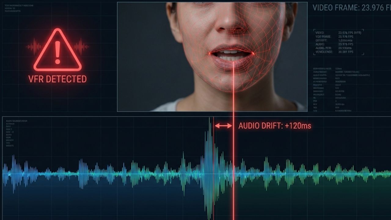 5 Kesalahan Fatal Editor CapCut Pemulamasalah Audio Drift akibat Variable Frame Rate (VFR) pada video rekaman HP.