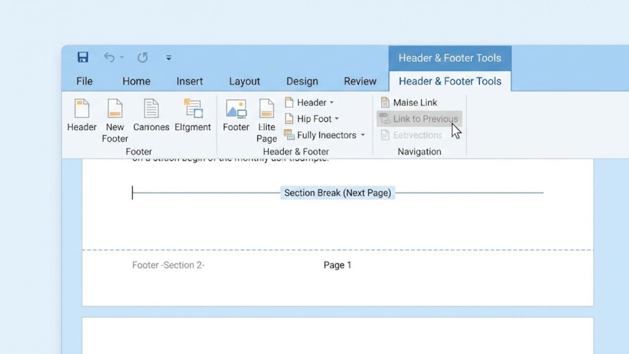 Cara Buat Nomor Halaman Romawi dan Angka di Word Cara mematikan fitur Link to Previous di Word agar nomor halaman Romawi dan Angka tidak menyatu.