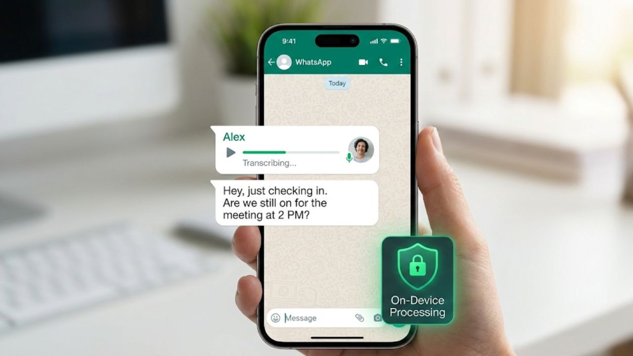 Jangan Ngetik Terus! Ini Cara Pakai Meta AI di WhatsApp fitur Transkrip Pesan Suara di WhatsApp yang memproses audio menjadi teks secara aman.