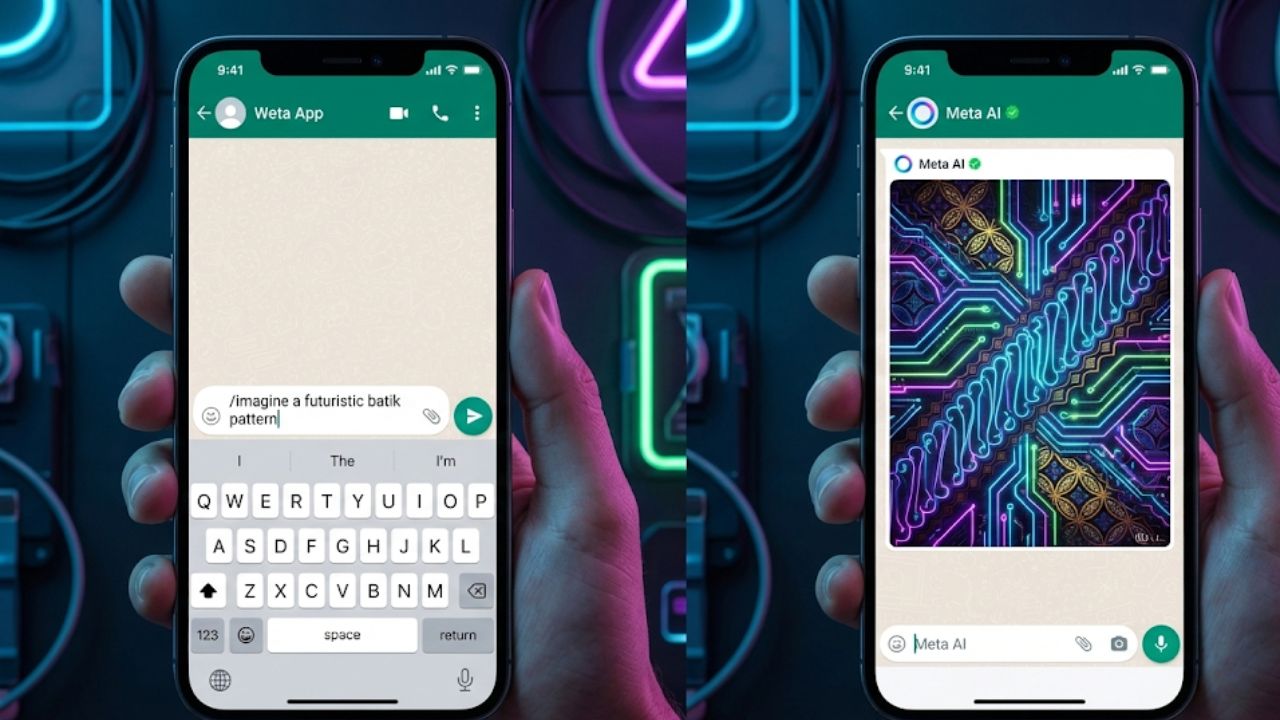Jangan Ngetik Terus! Ini Cara Pakai Meta AI di WhatsApp penggunaan Meta AI di WhatsApp untuk membuat gambar generatif dari perintah teks.