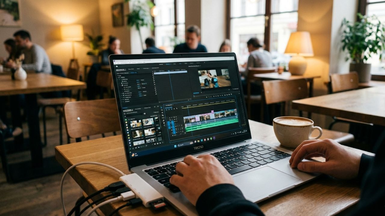 Review Lengkap TECNO Megabook S14, Penggunaan laptop TECNO Megabook S14 dengan dongle USB-C