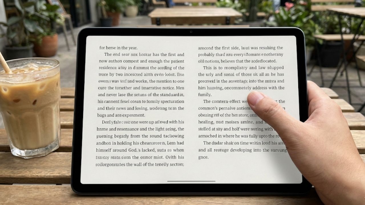 Review OPPO Pad SE Matte Display Pengalaman membaca nyaman di luar ruangan menggunakan layar matte OPPO Pad SE. (1)