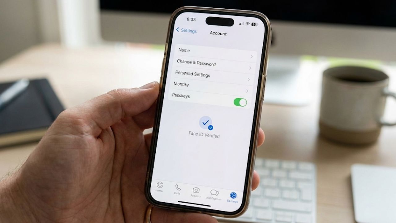 Panduan Keamanan WhatsApp Di 2026 Cara mengaktifkan fitur Passkey di pengaturan akun WhatsApp terbaru.
